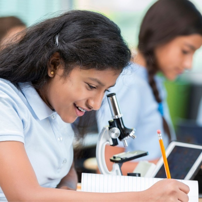 Children learning chemistry